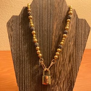 Authentic Louis Vuitton Padlock On a Beaded Necklace